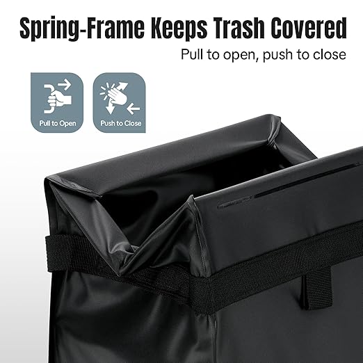 Car Trash Bag, Leakproof Waterproof Auto Garbage Container, Collapsible Portable Hanging Organizer for Car, SUV and Truck Seat Backs, 3 Gallons 9.05x6.89x10.63 Inches Black