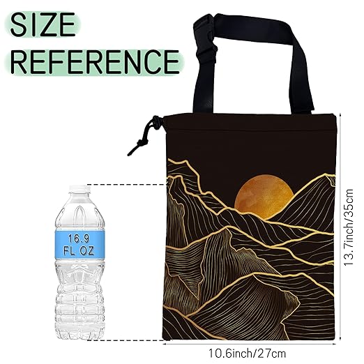 Gold Mountains Car Trash Bag,Hanging Drawstring Car Garbage Bag,Waterproof Canvas Car Back Seat Organizer with Adjustable Buckle,for Vehicles,SUVs,Camping,Road Trips