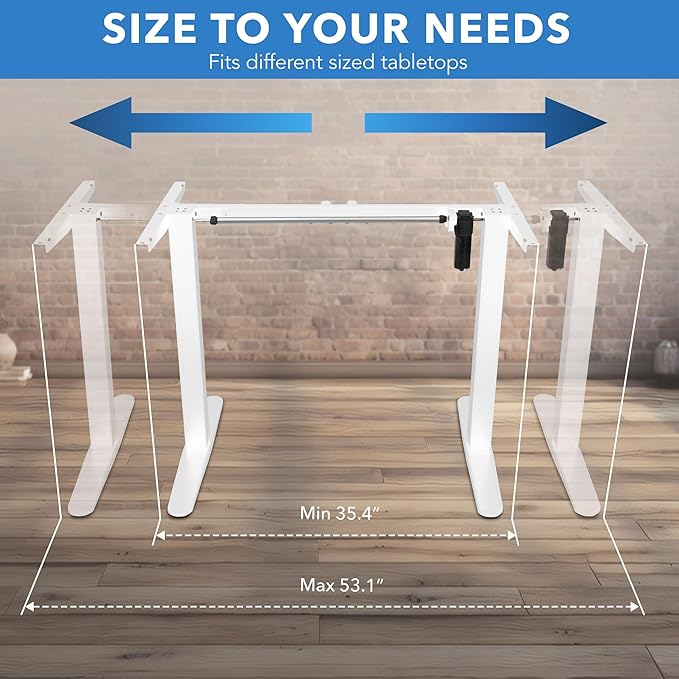 Mount-It! Motorized Electric Standing Desk Frame, Standing Desk Legs Raise up to 46.5", Sit Stand Desk Legs Adjustable Height with Memory Controller, Home and Office DIY Workstation in White
