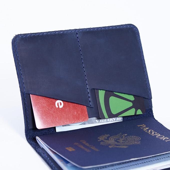 INCARNE US Leather Passport Holder for Travel - Passport Case - Passport Wallet for Men - Passport Cover for Women Sleeve Protector - Travel Essentials Vacation Luggage Travel Gifts - Vintage Blue