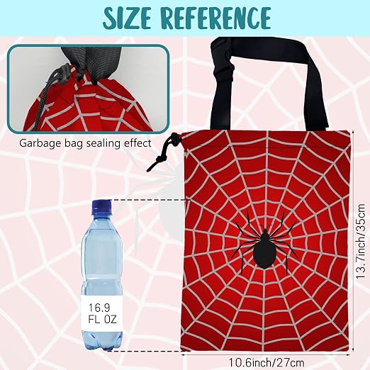 Car Garbage Bag Spider on Spider Web Drawstring Car Trash Bag Hanging for Back Seat with Adjustable Buckle Canvas Vehicle Trash Can Easy-to-Install