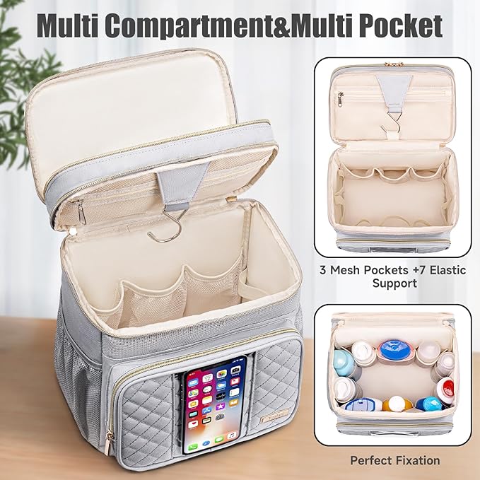 Tealari Large Toiletry Bag for Women Men,Bathroom Bag,Water Resistant Shower Bag,Makeup Bag,Portable Shower Caddy for College Dorm,Hanging Travel Toiletry Bag with Transparent Waterproof Phone Pocket