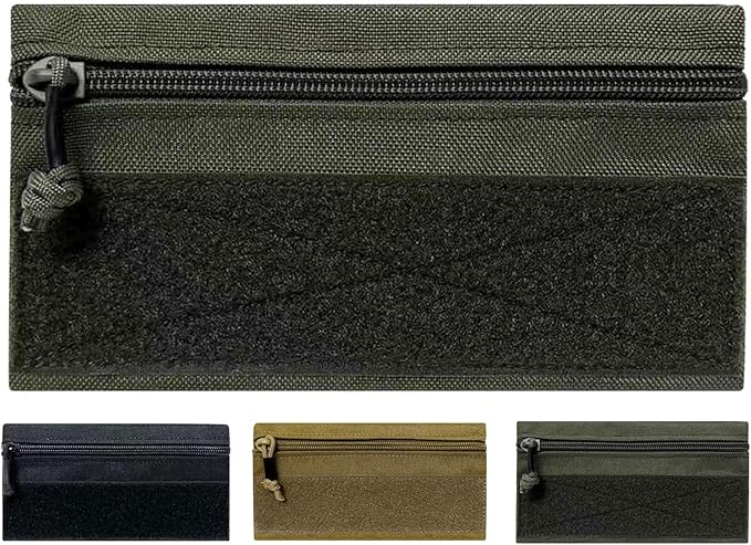 Tactical Admin Zipper Pouch with Hook and Loop, Carry On Bag Insert EDC Organizer Utility Storage Pocket Wallet for Snack Backpack Accessories Chest Ring