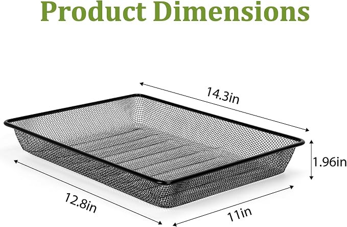 Office Metal Mesh Basket for Desk, Single Paper Tray Organizer, Turn in Trays Classroom, Flat Mail Letter Storage Basket for Office Home Drawers School (5, Black)