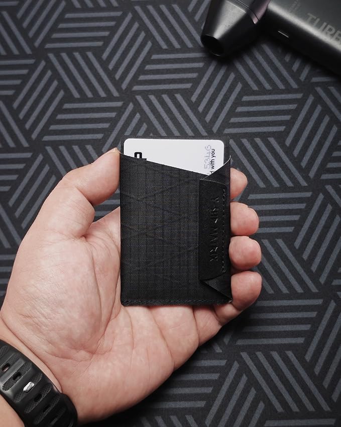 Y-SHP MATRIX Slim Minimalist RFID Blocking Wallet - Ultra Slim Credit Card Holder for Front Pocket (3.9"x2.6") Lightweight Travel & EDC(Xply-Black)