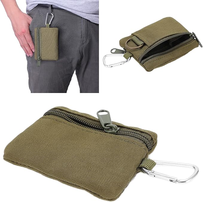 Mini Size EDC Utility Pouch Bags, Molle Pouch with Carabiner, EDC Pocket Organizer, Mini Molle Pouch Wallet for Biking Camping