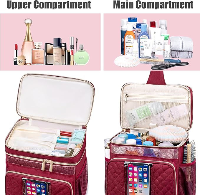 Tealari Large Toiletry Bag for Women Men,Bathroom Bag,Water Resistant Shower Bag,Makeup Bag,Portable Shower Caddy for College Dorm,Hanging Travel Toiletry Bag with Transparent Waterproof Phone Pocket