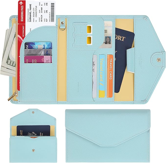 ZOPPEN Mulit-purpose Rfid Blocking Passport Holder Travel Wallet (Ver.4) Passport and Vaccine Card Holder ComboTri-fold Document Organizer Travel Essentials