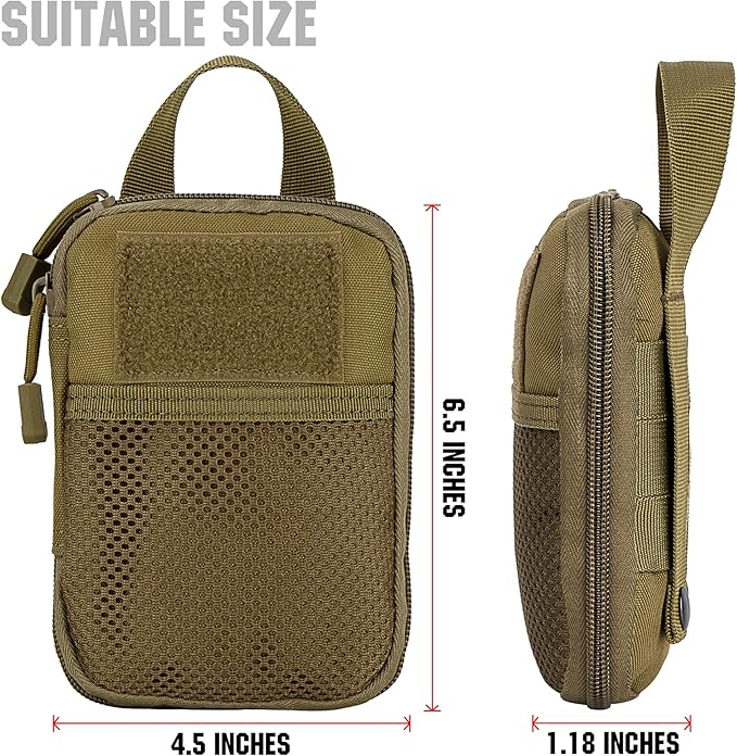 IronSeals Tactical Molle EDC Pouch Utility Tool Pouch Compact Pocket Organizer Pouch with US Flag Patch