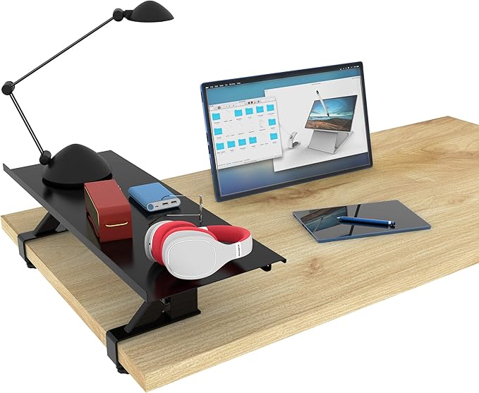 Stand Up Desk Store Clamp-On Adjustable Height Desk Shelf Monitor Stand (30")