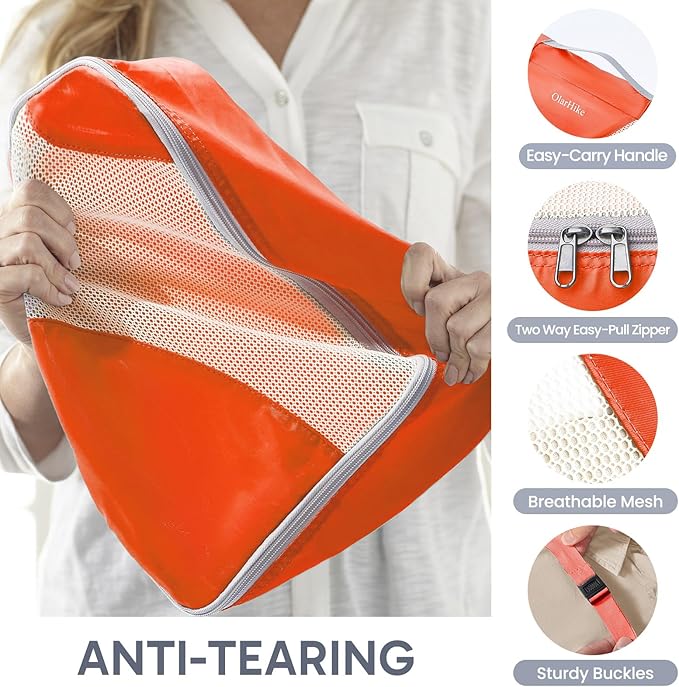 OlarHike 10 Set Packing Cubes for Travel, Gifts for Women Mom,Anti-Tearing Suitcase Organizer with Over-1000 pack Mesh Holes, Vacation Essentials & Accessories for Cruise Ship