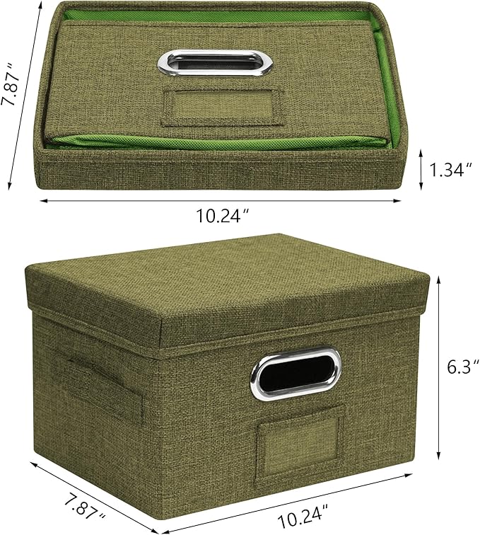 Greeting Card Organizer and Storage Box with 40 Pcs Adjustable Dividers, Storing Cards with 168 Pcs Labels Perfect for Storing Greeting Cards, Envelopes, Photos 2 Pack Olive Green