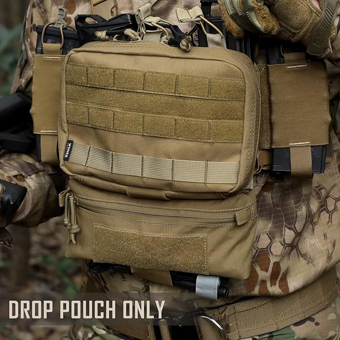 WYNEX Tactical Dump Drop Pouch, Dangler Pouch Utility Tool Pack Sub Abdominal Carrying Bag EDC Pocket Organizer Accessories for Plate Carrier Chest Rig