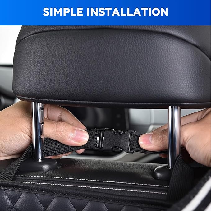 Car Back Seat Organizer, Waterproof PU Leather Car Seat Back Hanging Bag, Multifunctional Car Storage Bag Vehicles Interior Accessories for Adults, Universal for Most Cars (Black)