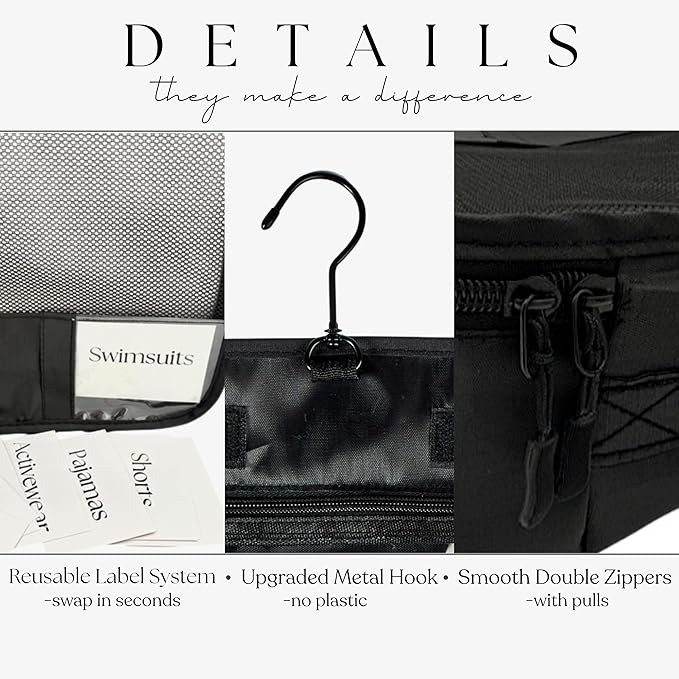 Packing Cubes Set – Cute Packing Cubes for Travel, Luggage Organizer Bags for Suitcase, For Kids & Family, Floral, Neutral & Aesthetic Travel Organizer Set -Black