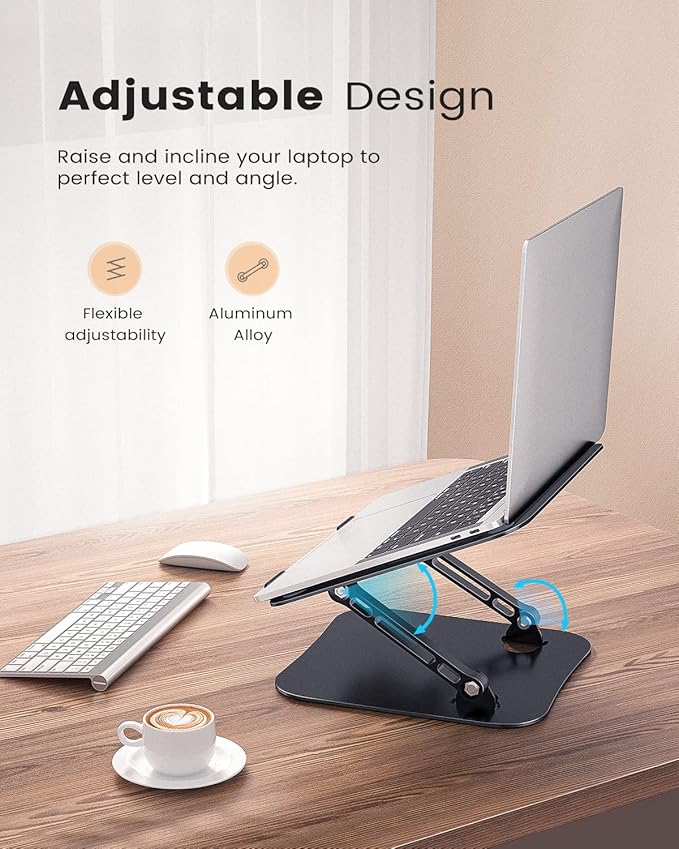 Laptop Stand, Adjustable Laptop Stand for Desk, Aluminum Computer Stand Portable Laptop Riser, Foldable Laptop Holder for Mac HP ASUS Acer Surface ThinkPad Dell Lenovo