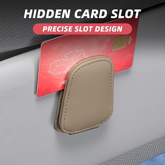 2PCS Sunglasses Holders for Car Sun Visor, Leather Eyeglasses Hanger Mounter, Magnetic Glasses Holder and Ticket Card Clip, Universal Auto Interior Accessories (Yellow, 2PCS)