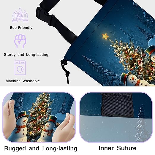 Car Trash Bag Hanging Merry Xmas Car Trash Can for Back Seat Waterproof Car Trash Bin with Adjustable Straps and Drawstring for Car Accessories Vehicle Travelling Camping