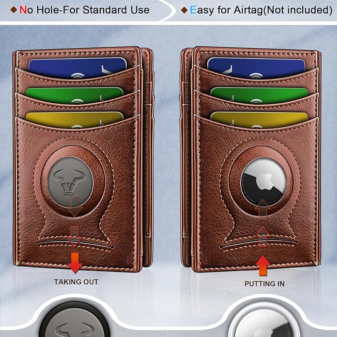 BULLIANT Slim Wallet For Men 12Cards,Magnetic Flip Build-in Money Clip Airtag Compatible-RFID Blocking