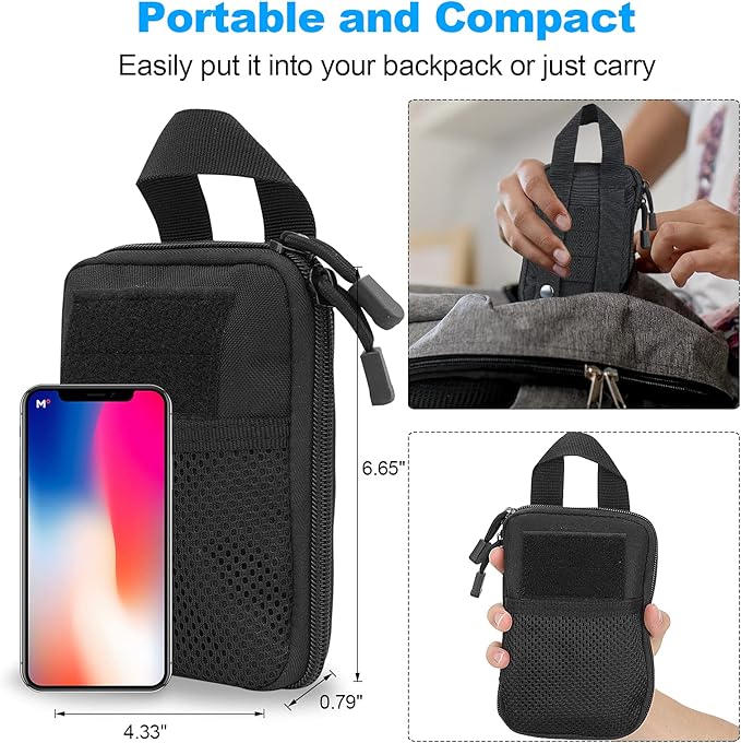 Tactical EDC Pocket Organizer Pouch, Mini Small Tool Storage Pouch Bag Portable Nylon Molle Compatible Military Utility Pouch for Electronic Accessories, Aid Kits, Multitools, Tactical Accessories