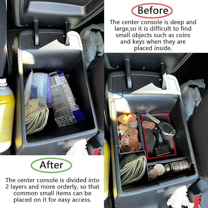 TACORBO Center Console Organizer Compatible with 2019-2024 Kia Forte LX/LXs/GT-Line/GT Insert Tray ABS Armrest Secondary Storage Box, Red