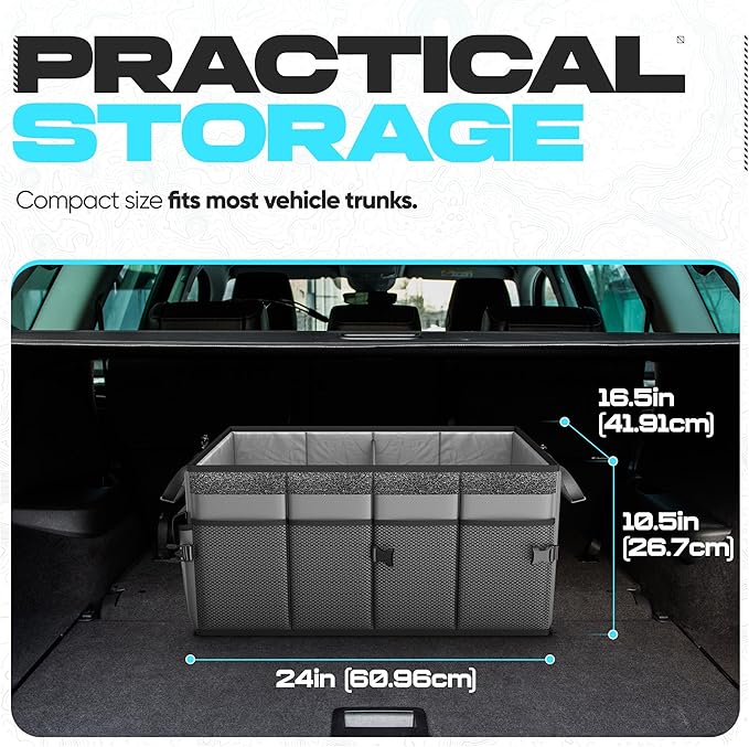 FORTEM Trunk Organizer For SUV Car Trunk Organizer, Foldable Storage, Car Accessories for Women Men, Collapsible Bag, Perfect Christmas Gifts, 600D Oxford, Non Slip Bottom, Straps, Soft Cover (65L)