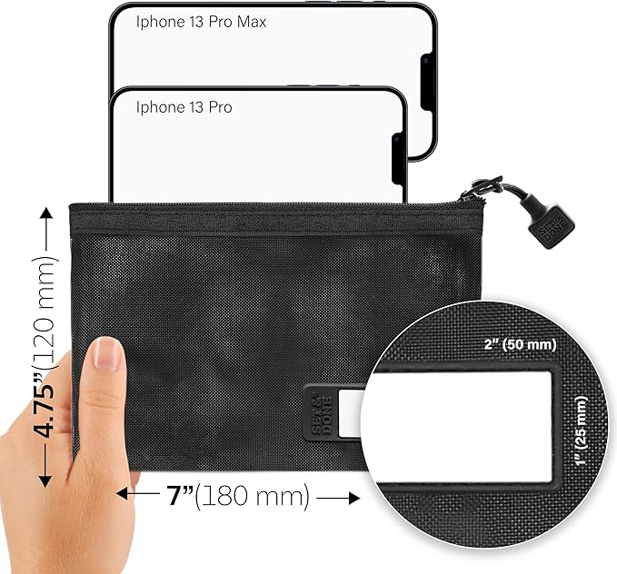 Set & Done Onama Flexi Mesh Zipper Pouch – Durable Clear Nylon Storage Bag with Name Tab for Makeup, Travel, Diaper Bag & Office Organizing