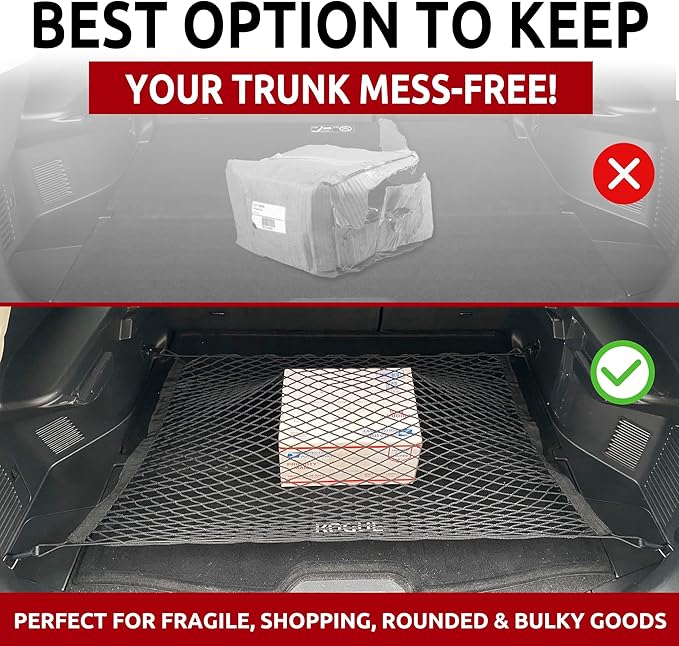 Floor Style Automotive Elastic Trunk Mesh Cargo Net for Nissan Rogue (T33) 2021-2026 - Premium Trunk Organizer and Storage - Luggage Net for Crossover - Best Car Organizer for Nissan Rogue