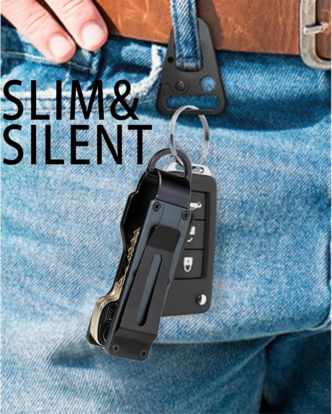 Compact Metal Key Organizer Minimalist Key Holder Secures 1-5 Keys | Durable solid metal key case, slim pocket design, safely holds up to 5 keys, lightweight portable daily keychain accessory