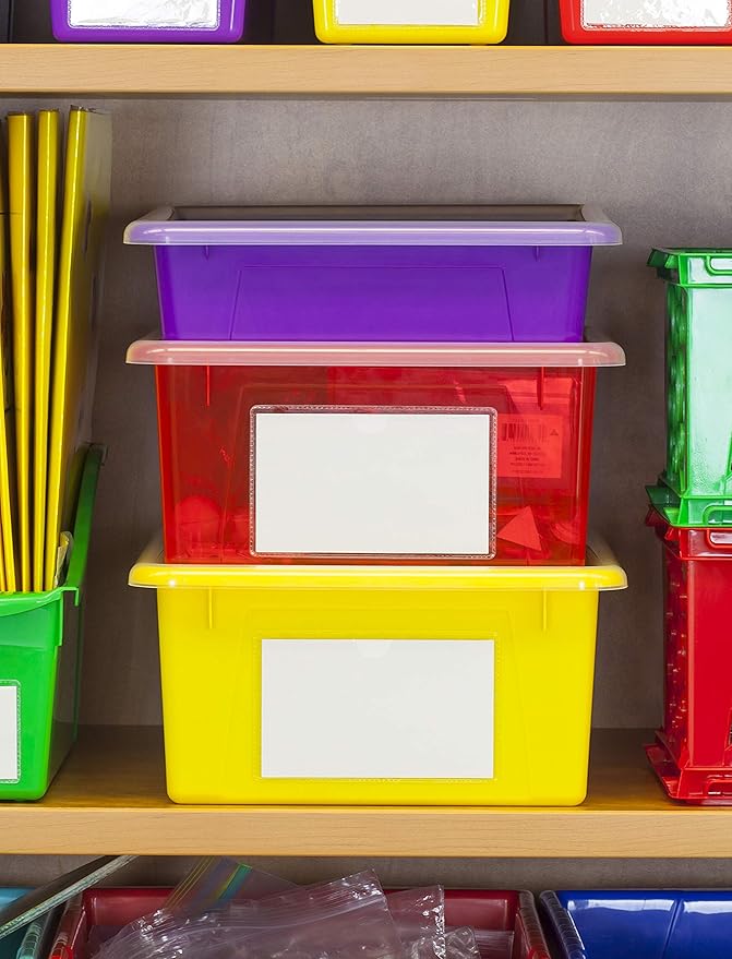 Storex Letter Size Flat Storage Tray – Organizer Bin with Non-Snap Lid for Classroom, Office and Home, Teal, 5-Pack (62541A05C)