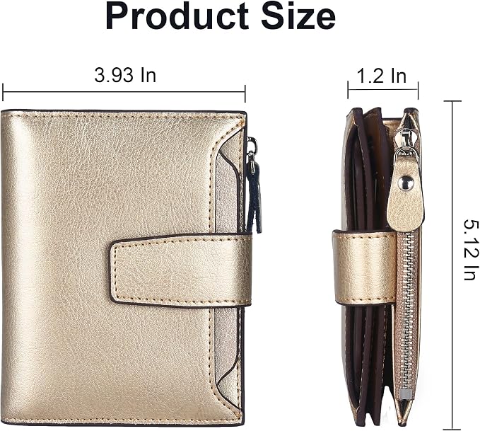 Lavemi Small Compact Women Wallet RFID Blocking Genuine Leather Bifold Purse with ID Windows