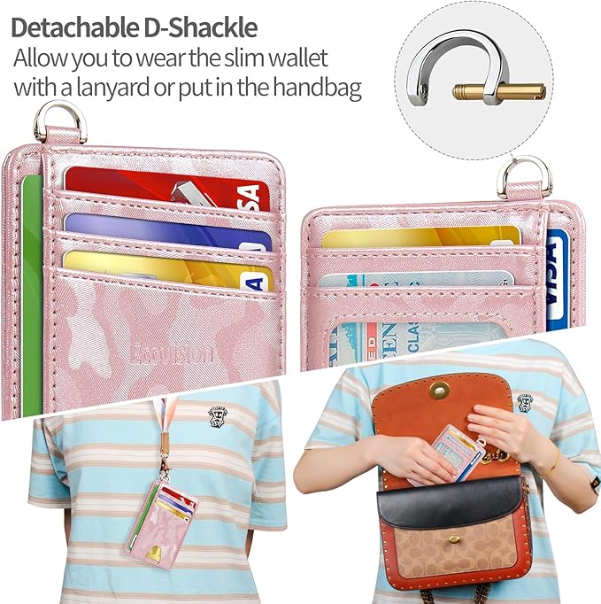 EcoVision Slim Minimalist Front Pocket Wallet, RFID Blocking Credit Card Holder Wallet with Detachable D-Shackle for Men Women