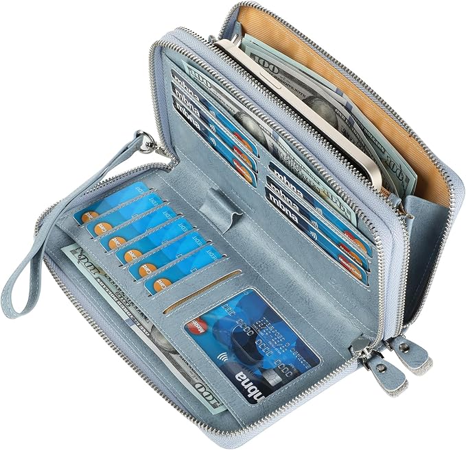 Lavemi Small Compact Women Wallet RFID Blocking Genuine Leather Bifold Purse with ID Windows
