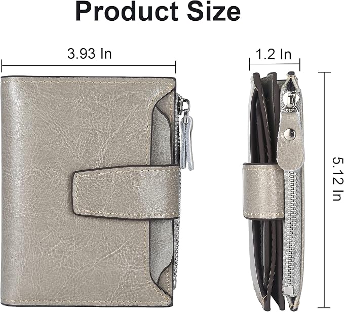 Lavemi Small Compact Women Wallet RFID Blocking Genuine Leather Bifold Purse with ID Windows