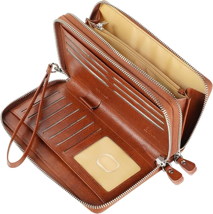Lavemi Small Compact Women Wallet RFID Blocking Genuine Leather Bifold Purse with ID Windows