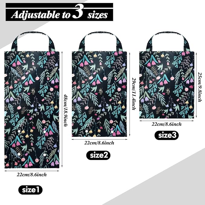 2 Pcs Hanging Car Trash Bag Collapsible Garbage Can Waterproof Small Trash Can for Woman Back Seat Car Accessories Bag Cute Polyester Bin for Boho Flower Theme Decor