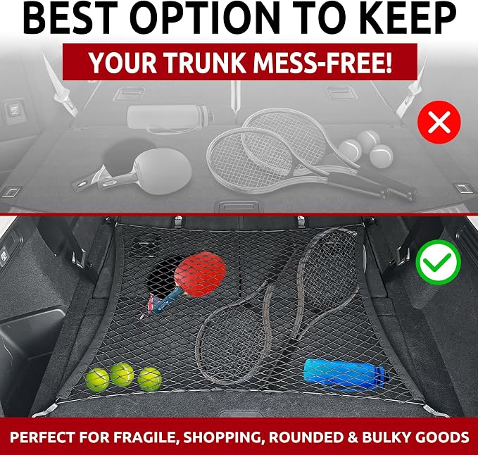 Floor Style Automotive Elastic Trunk Mesh Cargo Net for Acura MDX 2022-2026 - Premium Trunk Organizers and Storage - Luggage Net for Crossover - Best Car Organizer for Acura MDX