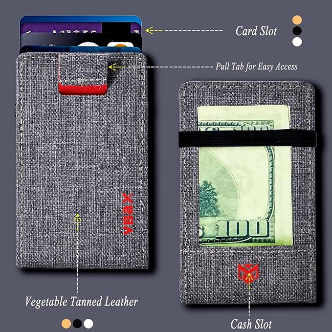 RFID Minimalist Slim Wallet for Men and Women, Holds Up to 12 Cards, Cash, Key Thin and Lightweight Credit Card Holder, Grey Ballistic Nylon