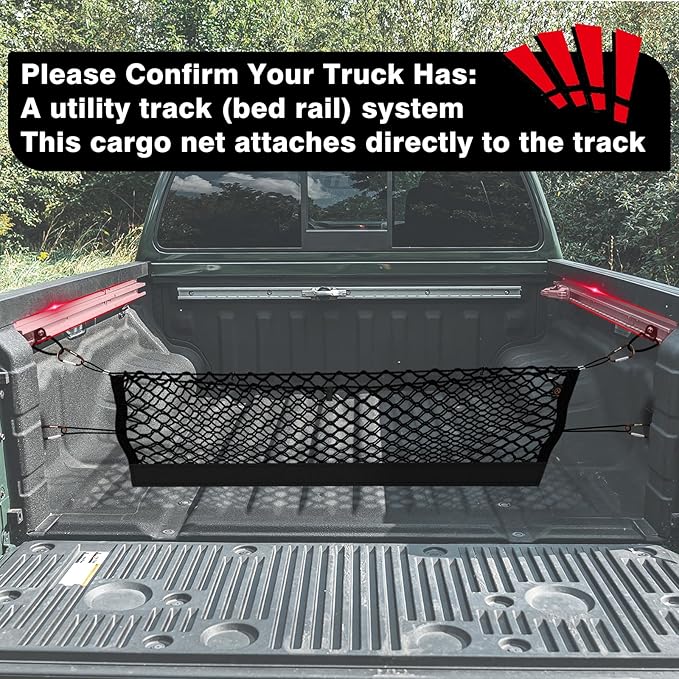 Muslogy Truck Bed Cargo Net Compatible with Nissan Frontier 2022-2025 2026 Accessories, Pickup Truck Bed Cargo Organizer Storage Net with Heavy Duty Carabiners