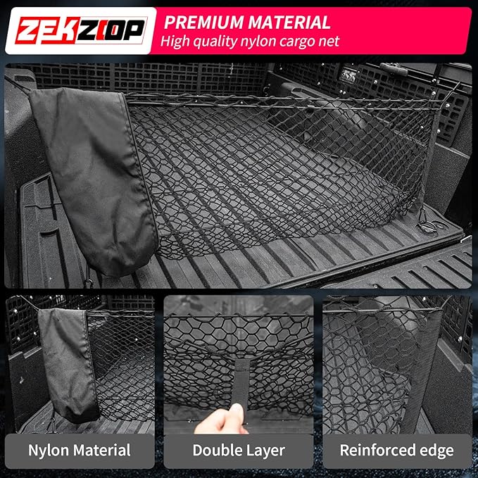 Cargo Net Compatible with 2024 2025 2026 Toyota Tacoma Envelope Style Truck Storage Net Dense Mesh with Free Storage Bags for 2025 Tacoma Exterior Accessories (4.1'×1.5')
