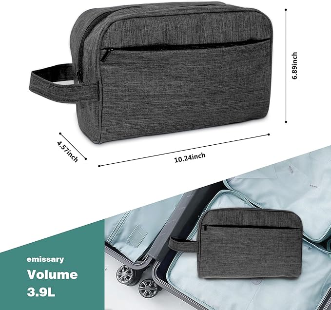 Travel Toiletry Bag - Durable Waterproof Material with Multi-Compartment Organization, Compact Size, Lightweight Portable Hanging Dopp Kit for Toiletries & Travel Accessories (black)