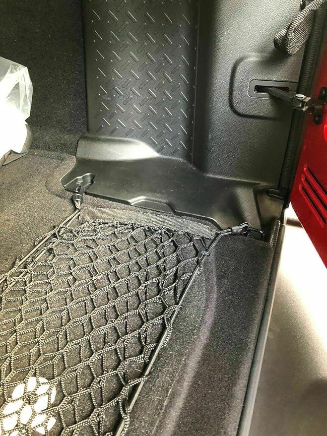 Rear Trunk Organizer Cargo Net for Jeep Wrangler 2007-2025 – Floor Style Cargo Net for SUV – Premium Mesh Car Trunk Organizer Vehicle Carrier Storag – Compatible with Wrangler