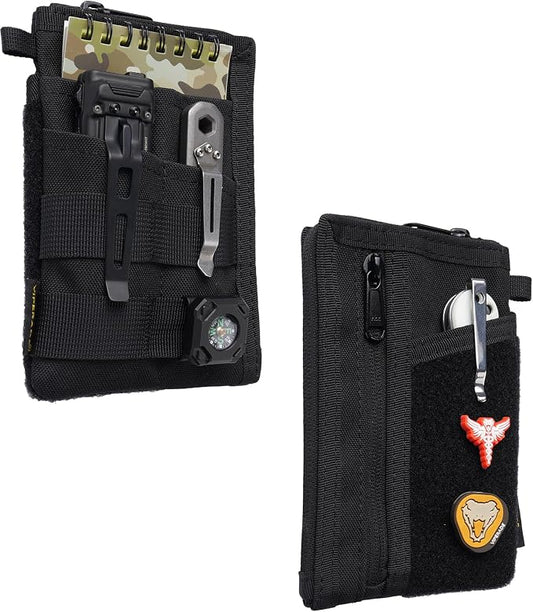 VIPERADE VE38 EDC Pocket Organizer, Slim EDC Wallet with 2 Zipper Pockets, EDC Pouch - 3 EDC Slots with 1 Larger Pocket for Flashlight, Multitool, Pen, Notebook