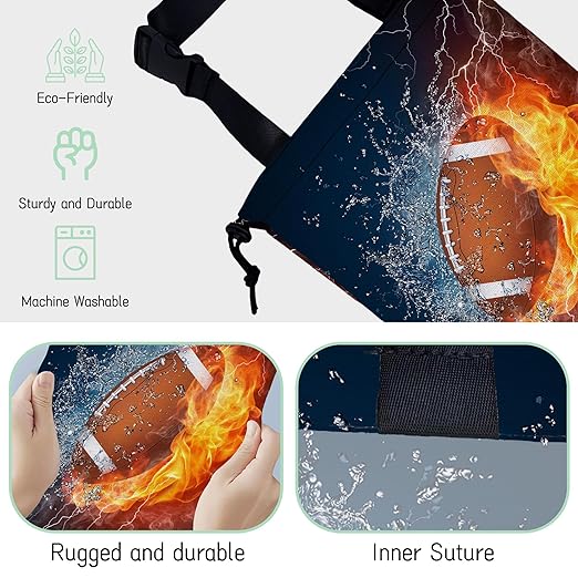 American Football Car Trash Bag,Fire and Water Hanging Drawstring Car Garbage Bag,Waterproof Canvas Car Back Seat Organizer with Adjustable Buckle,for Vehicles,SUVs,Camping,Road Trips
