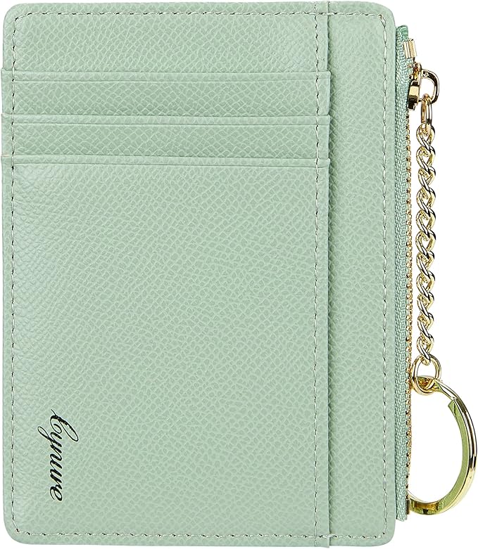 Women's Slim Minimalist Card Holder Coin Changes Purse Keychain Front Pocket Wallet With ID Window