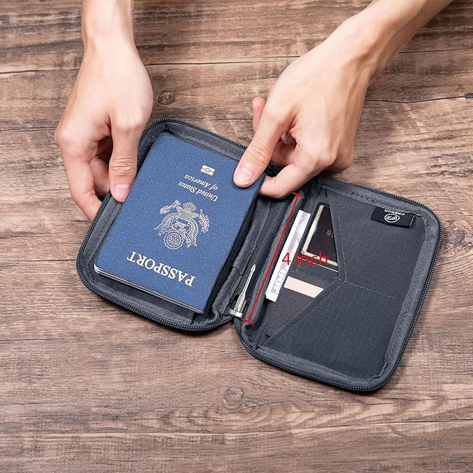 FIREDOG Passport Holder for Travel,RFID Blocking Passport Holder & Travel Wallet for Men and Women - Secure Organizer Multiple Card Slots, Holds Passports, Cards, Tickets, ID, Cash Holder(Grey)