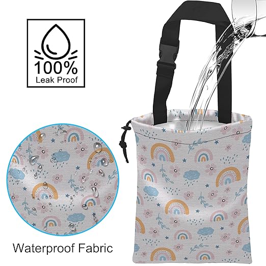 Car Trash Bag Hanging Cloud Rainbow Flower Car Trash Can Waterproof Garbage Bag Hanging for Car Back Seat