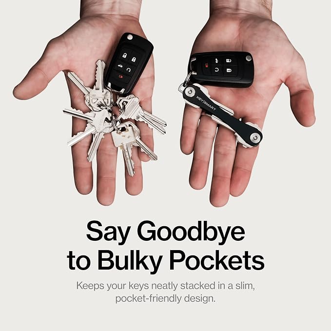 KeySmart Original Key Holder - Compact Key Organizer for Key Chain, Minimalist Clutter-Free EDC Keychains Key Ring, Black, 8 Keys, 2 Pack