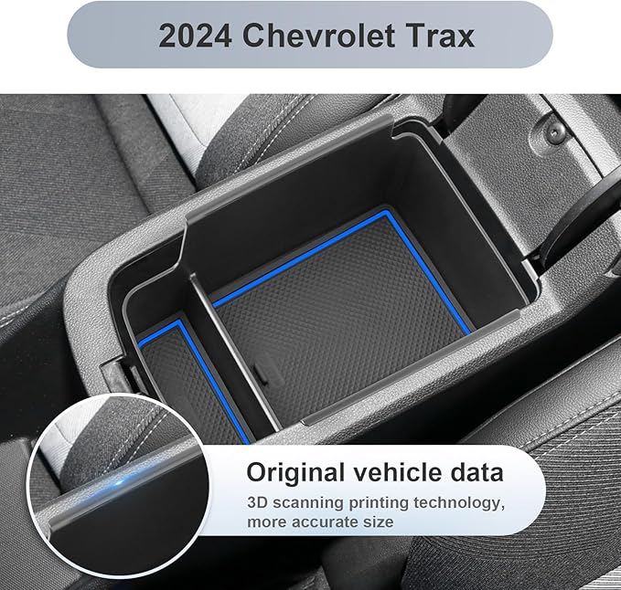 SKTU for 2024 2025 2026 Chevrolet Trax Center Console Organizer 2024-2026 Chevy Trax Insert ABS Materials Tray Armrest Storage Box 2024 2025 2026 Chevy Trax Accessories with Sunglasses Holder (Blue)