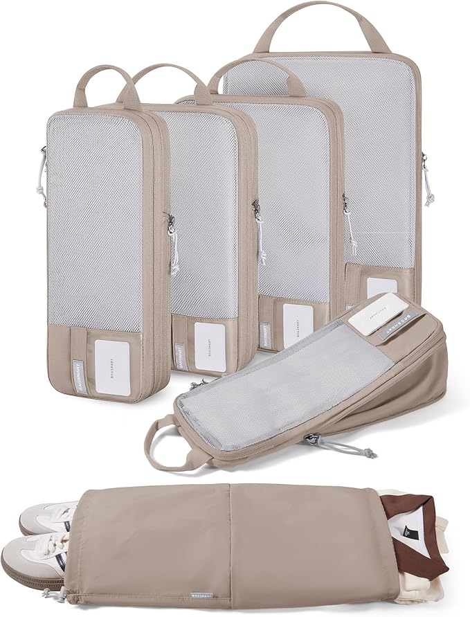 BAGSMART 6 Set /4 Set/2 Set Compression Packing Cubes for Travel, Lightweight Luggage Organizer Bags, Durable Space Saver Bags Travel Essentials